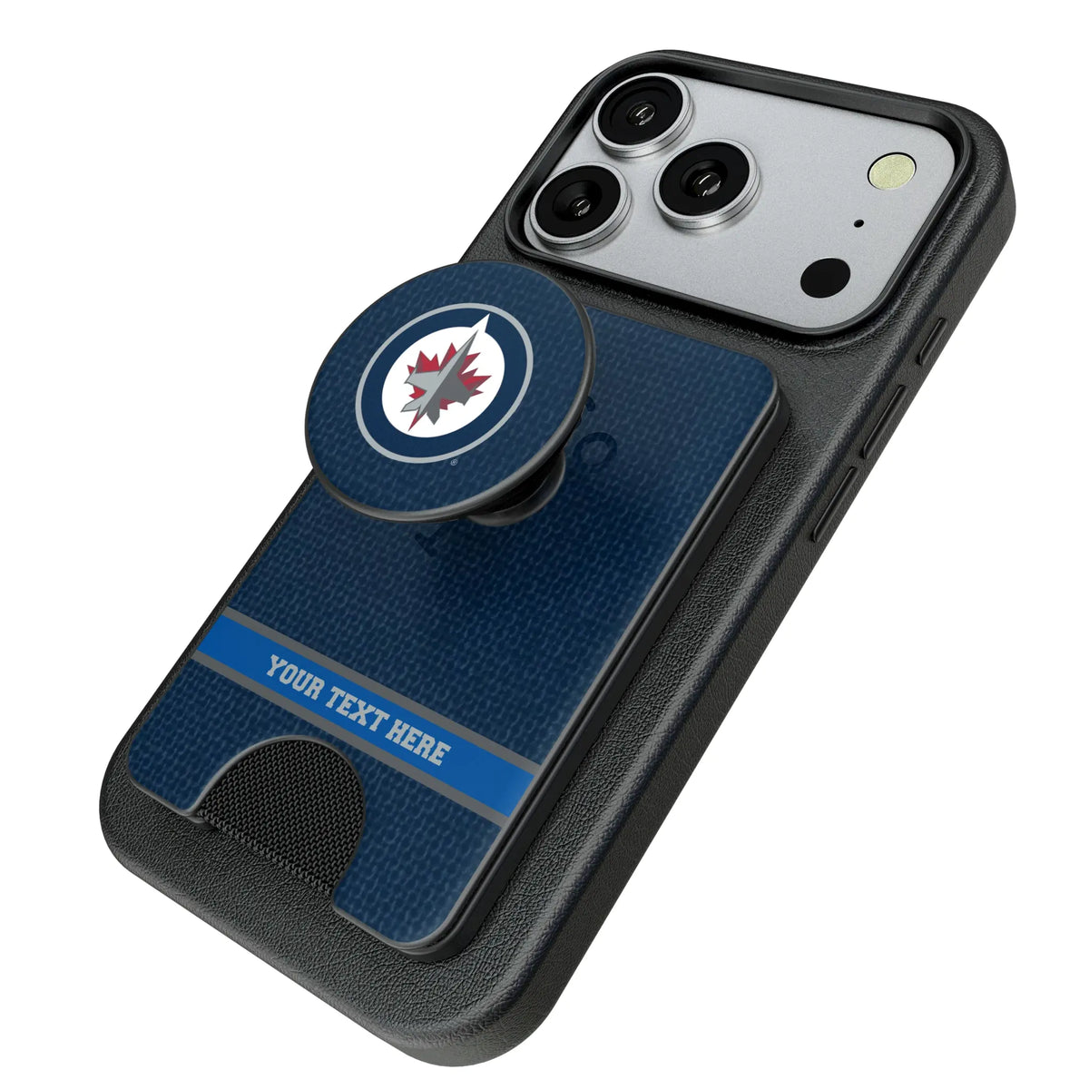 Winnipeg Jets Personalized Endzone Solid Popsockets Wallet Magnetic - Isometric View