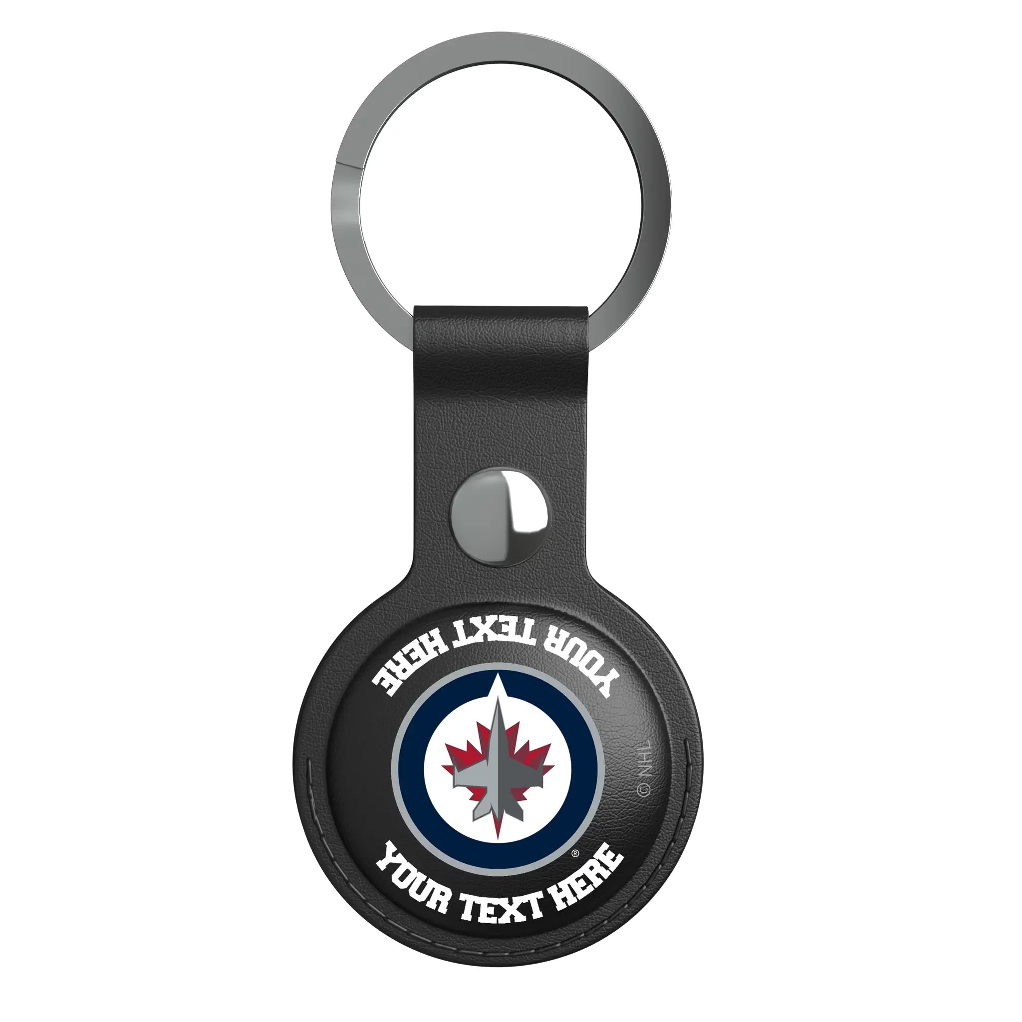 Winnipeg Jets Personalized Insignia AirTag Black Airtag Holder
