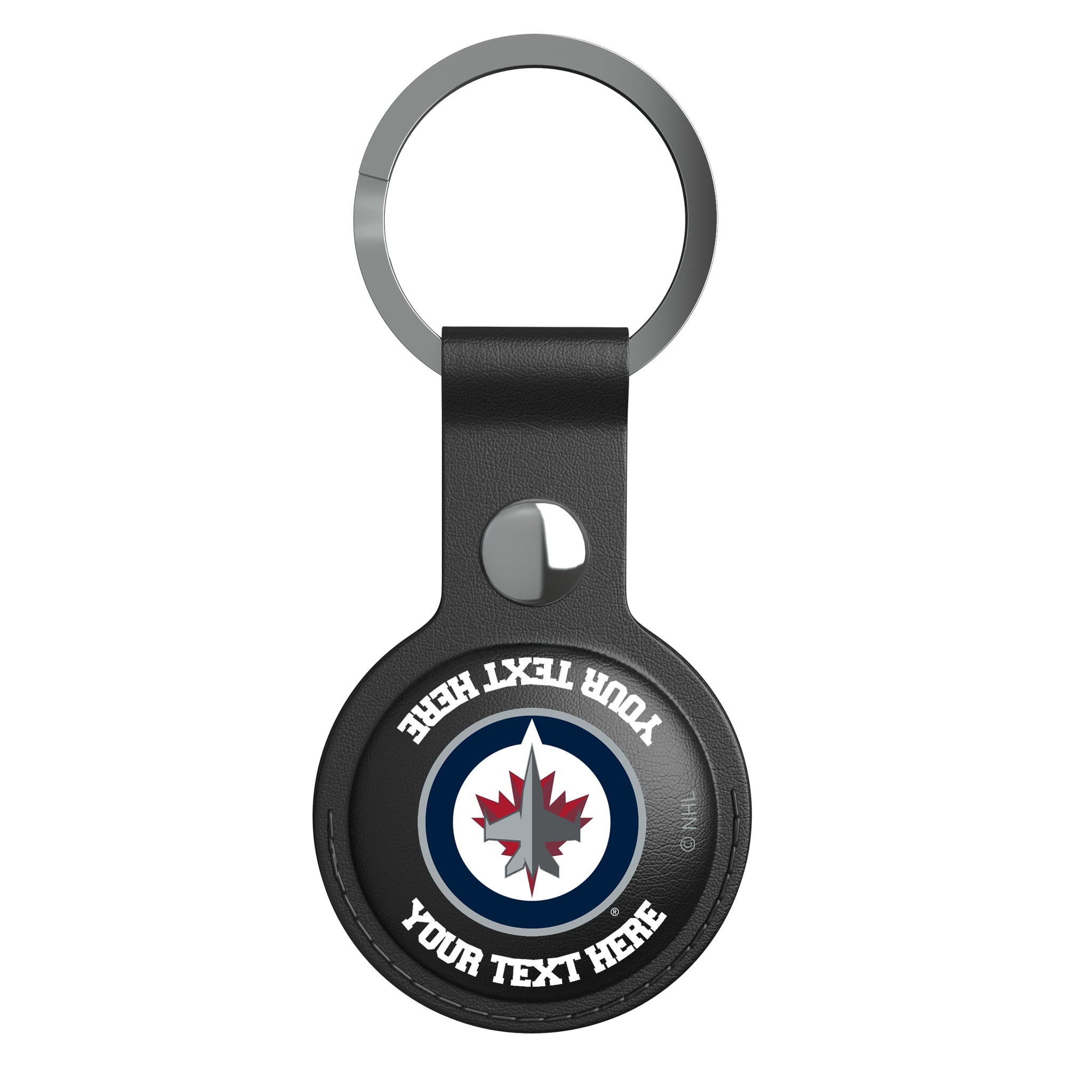 Winnipeg Jets Personalized Insignia AirTag Black Airtag Holder