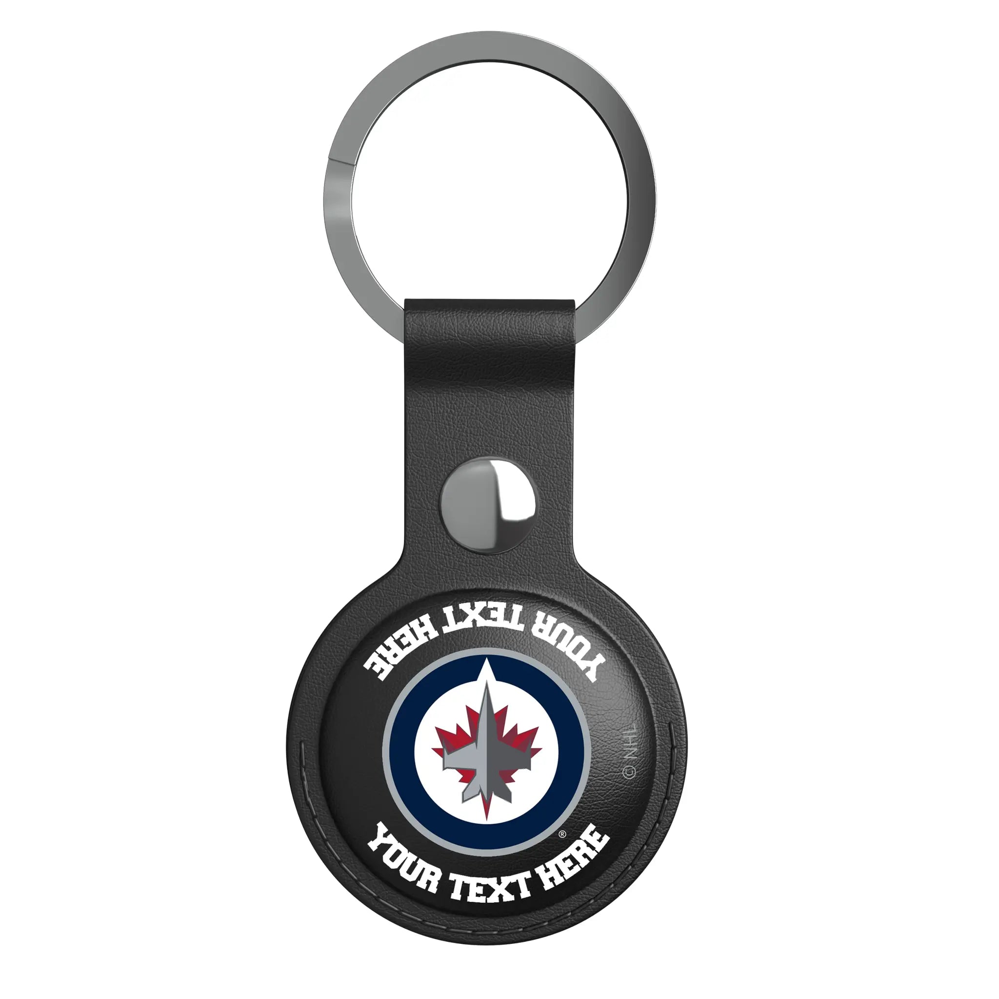 Winnipeg Jets Personalized Insignia AirTag Black Airtag Holder
