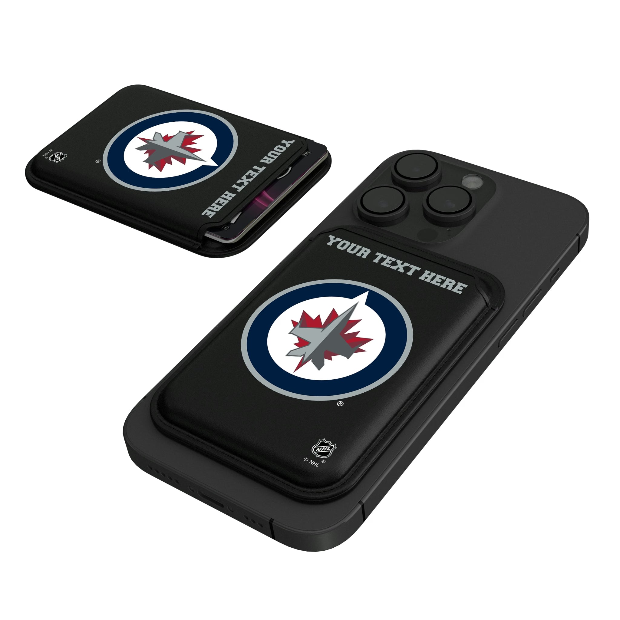 Winnipeg Jets Personalized Insignia Black Magnetic Credit Card Wallet