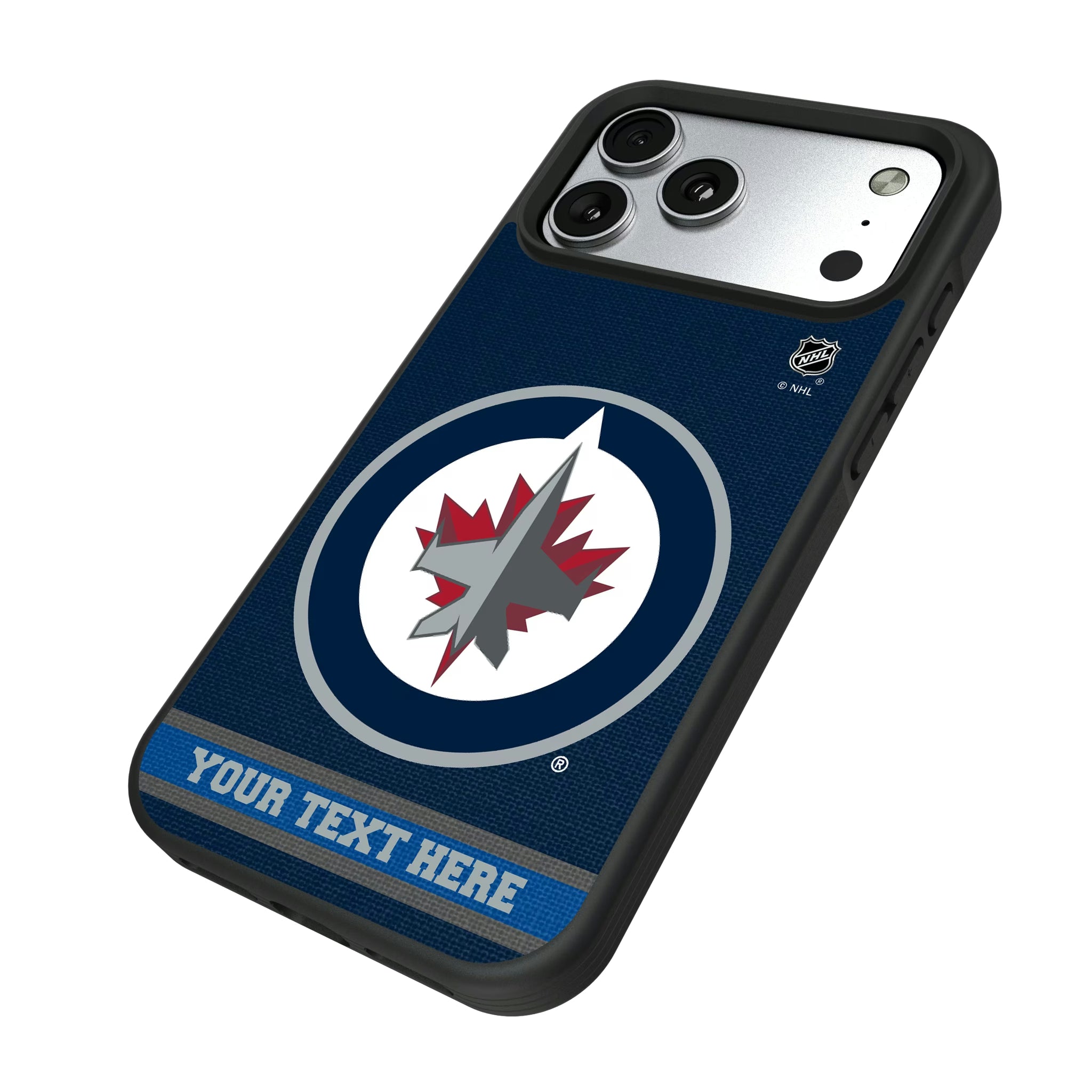Winnipeg Jets Personalized Stripe iPhone Bump Phone Case for Apple iPhone - Isometric View#Device_iPhone 17 Pro Max