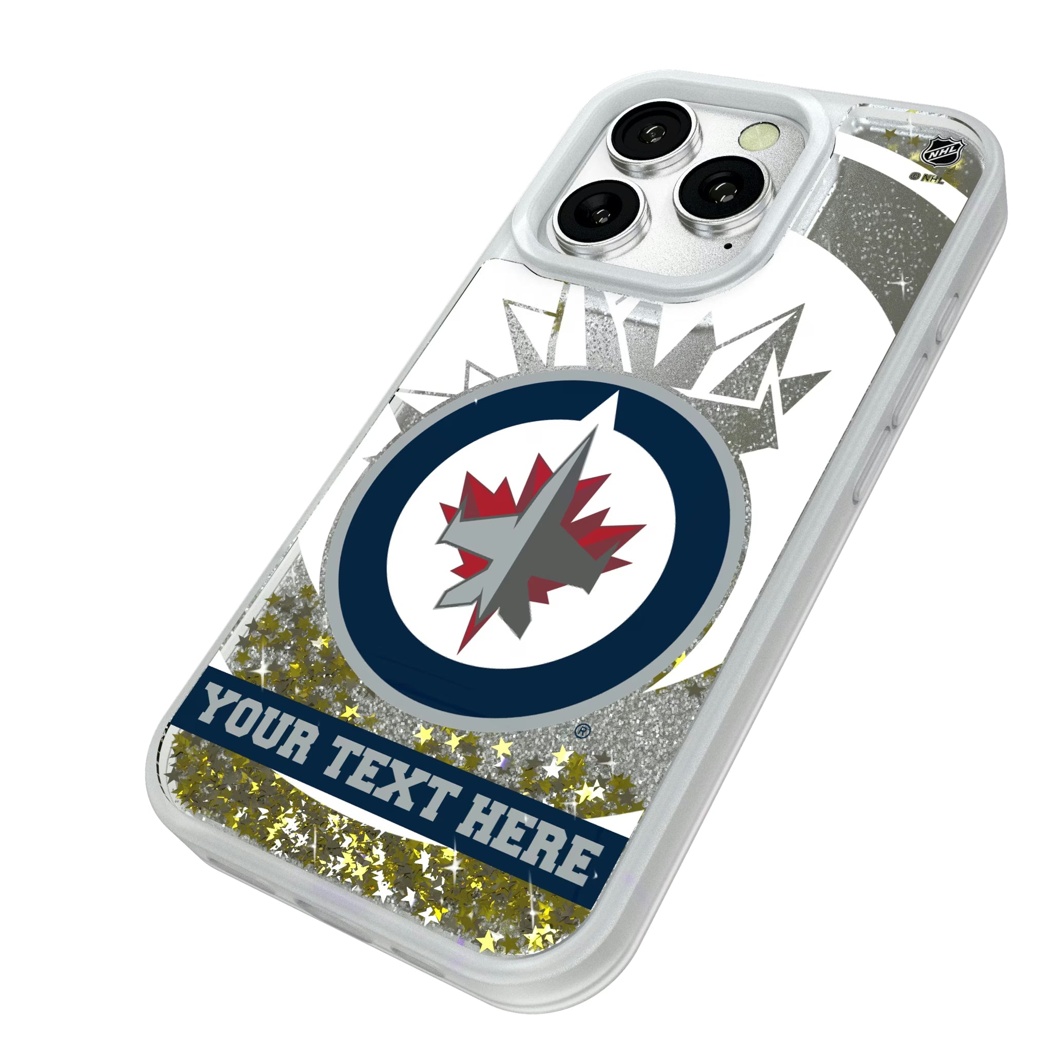 Winnipeg Jets Personalized Tilt iPhone Glitter Phone Case for Apple iPhone - Isometric View#Device_iPhone 16 Pro