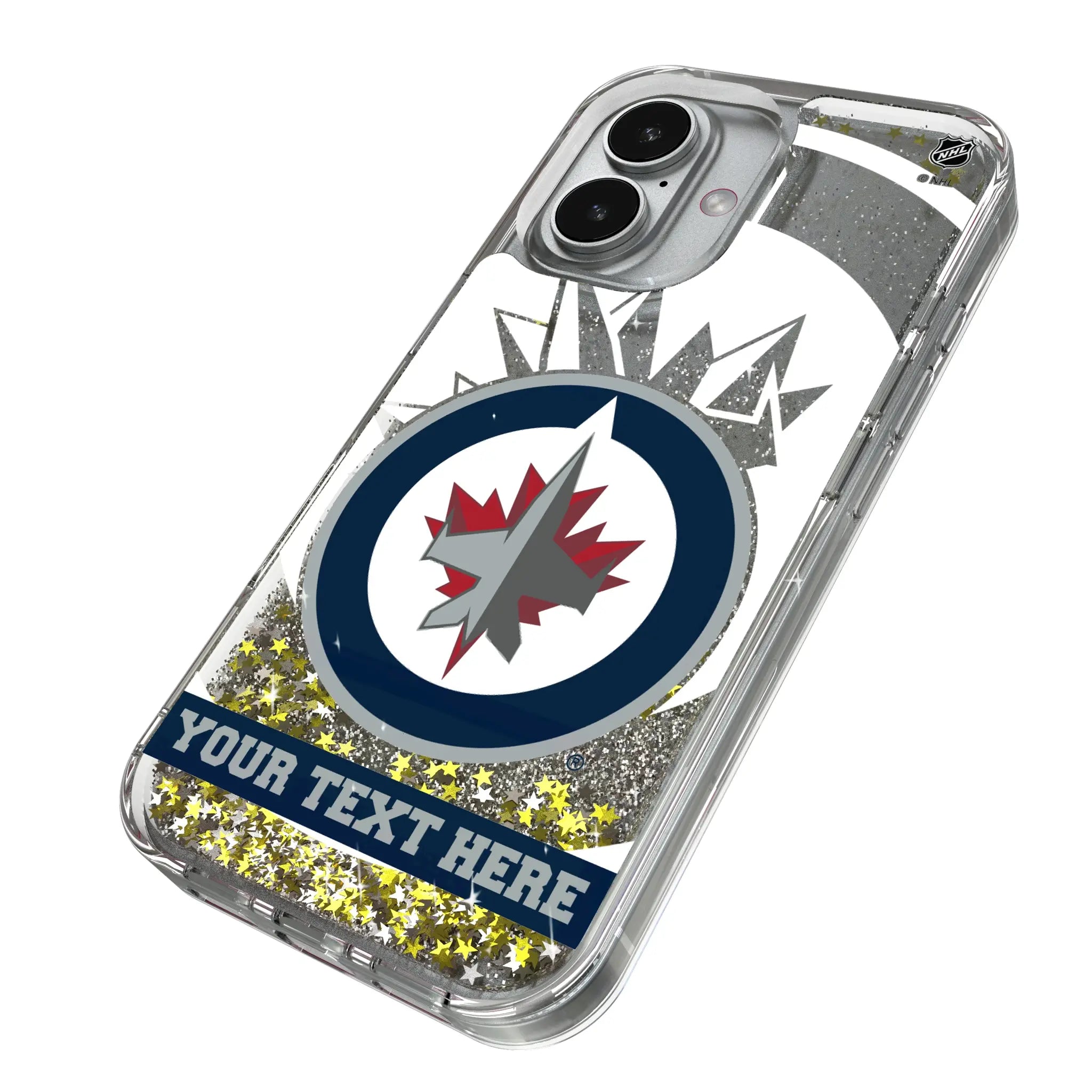 Winnipeg Jets Personalized Tilt iPhone Glitter Phone Case for Apple iPhone - Isometric View