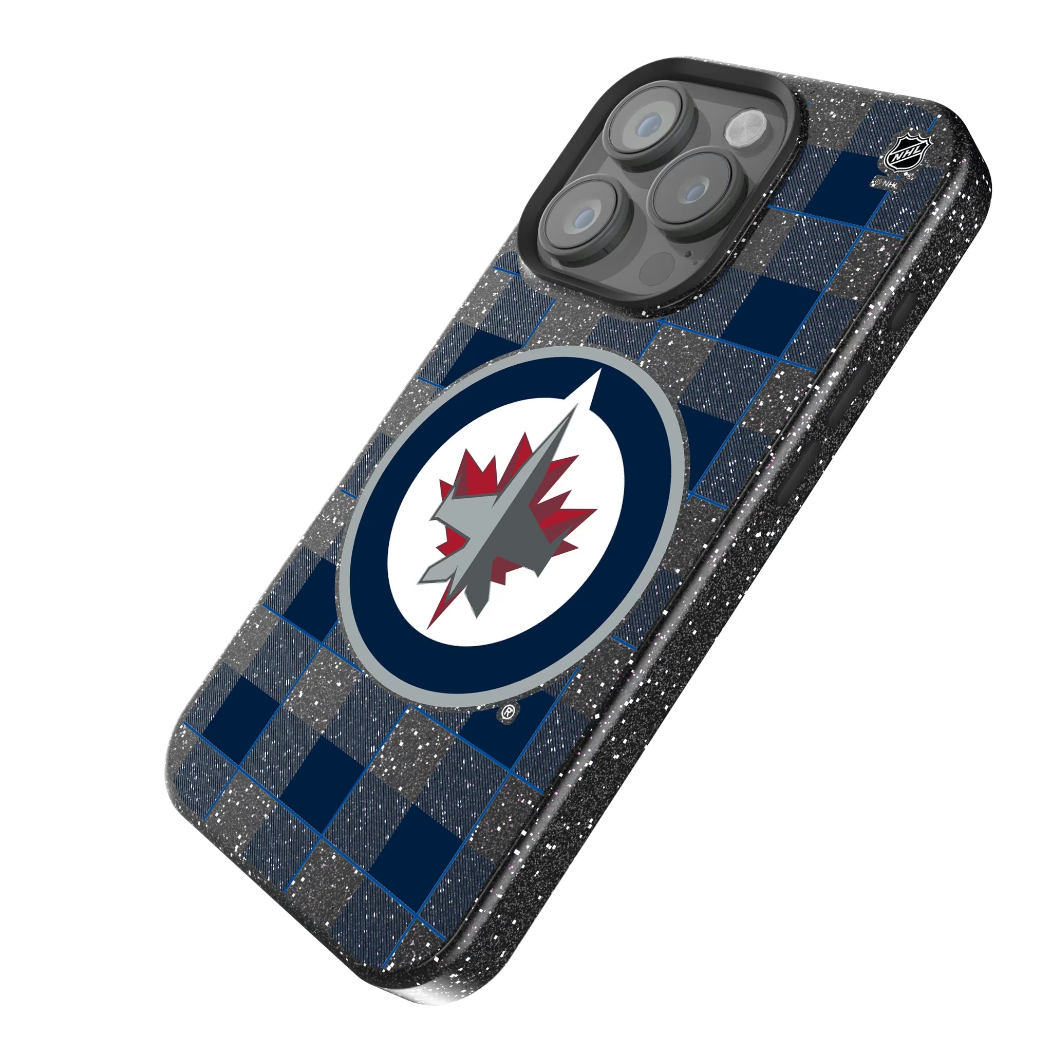 Winnipeg Jets Plaid iPhone Bling Phone Case for Apple iPhone - Isometric View