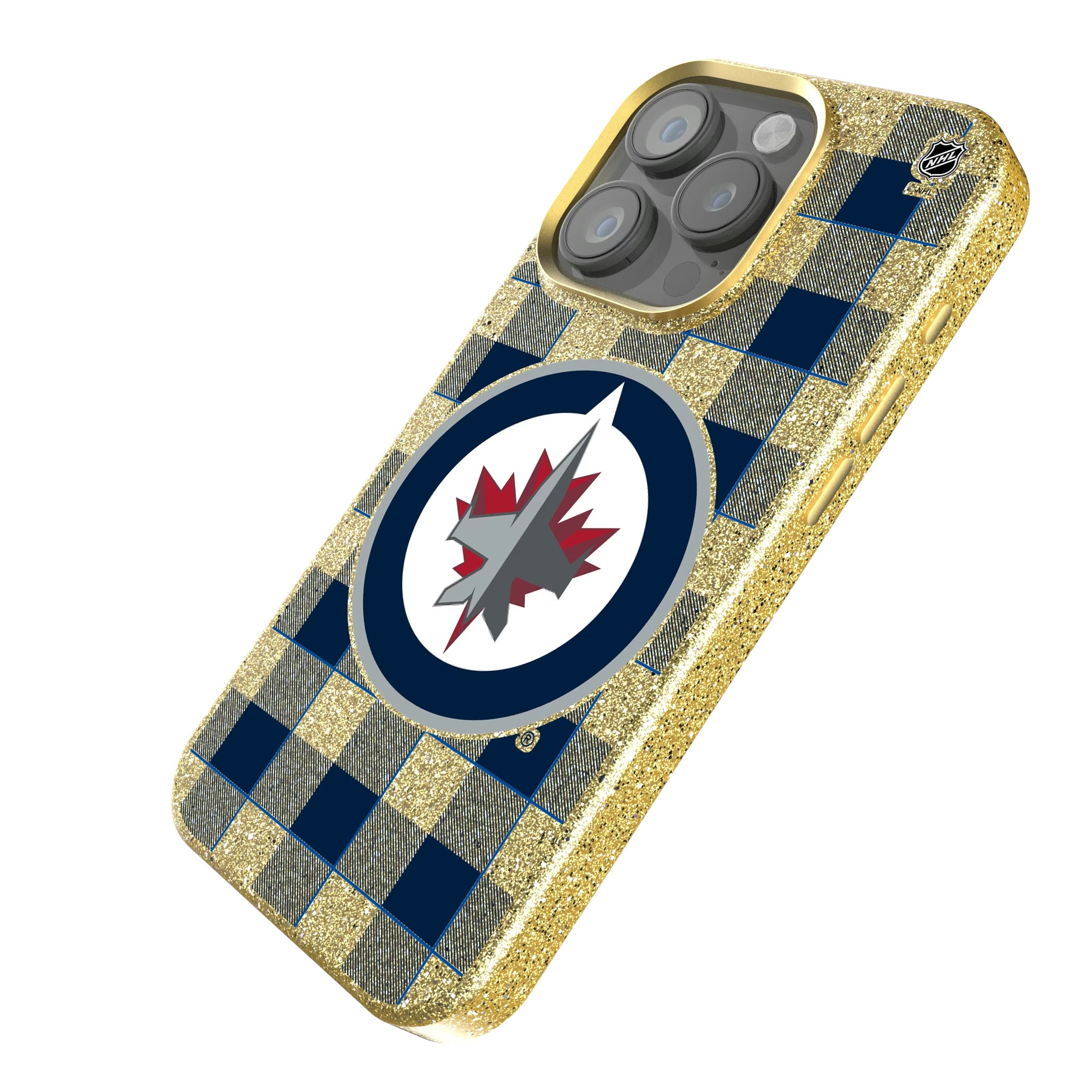 Winnipeg Jets Plaid iPhone Bling Phone Case for Apple iPhone - Isometric View