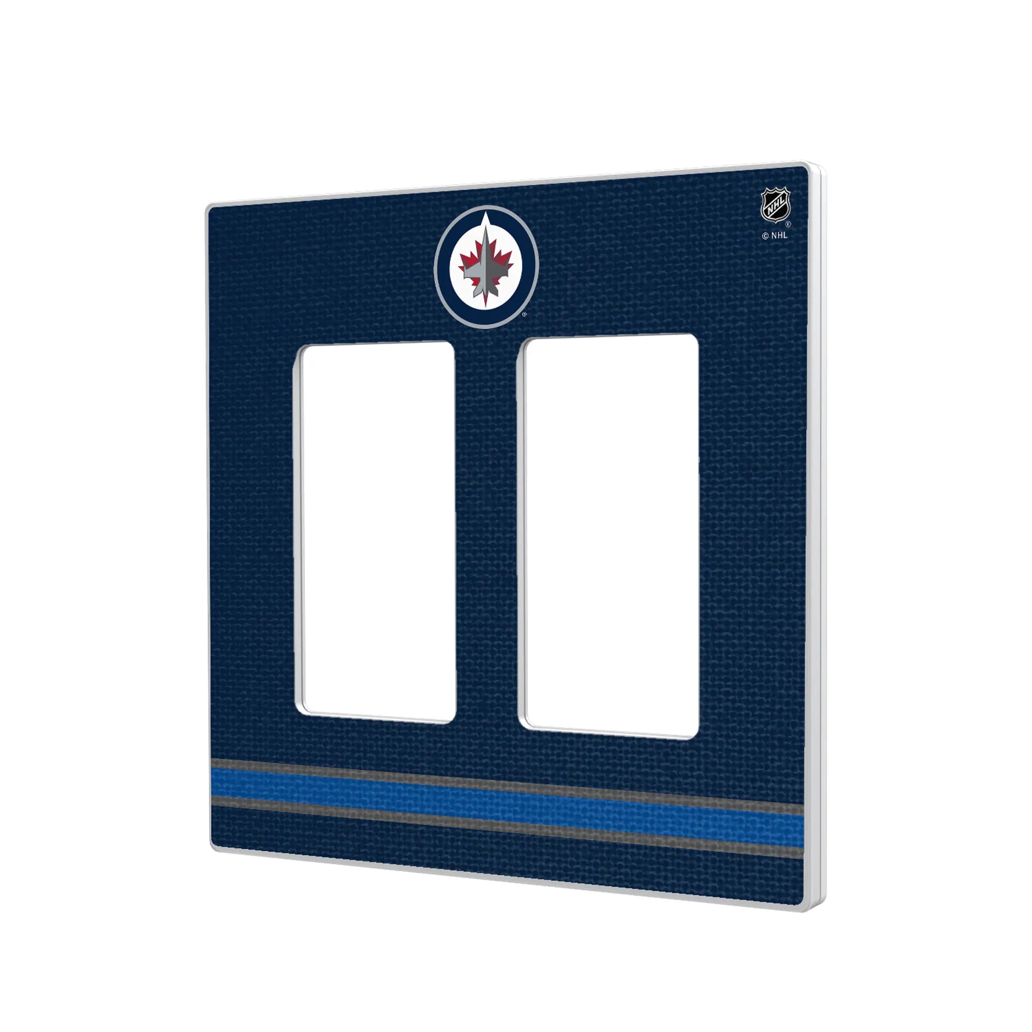 Winnipeg Jets Stripe Hidden-Screw Light Switch Plate#Style_Double Rocker
