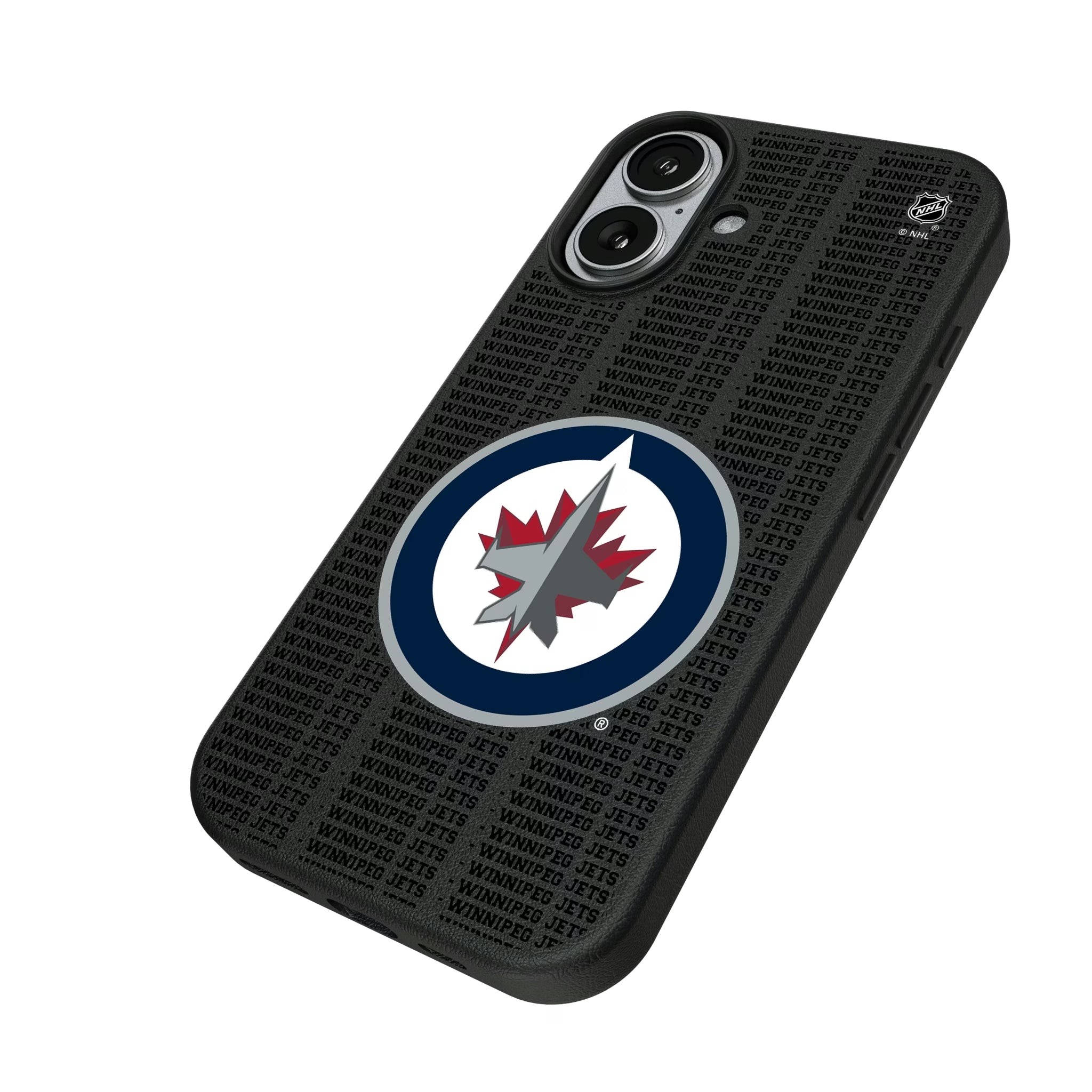 Winnipeg Jets Text Backdrop iPhone MagSafe Compatible Phone Case for Apple iPhone - Isometric View#Device_iPhone 17