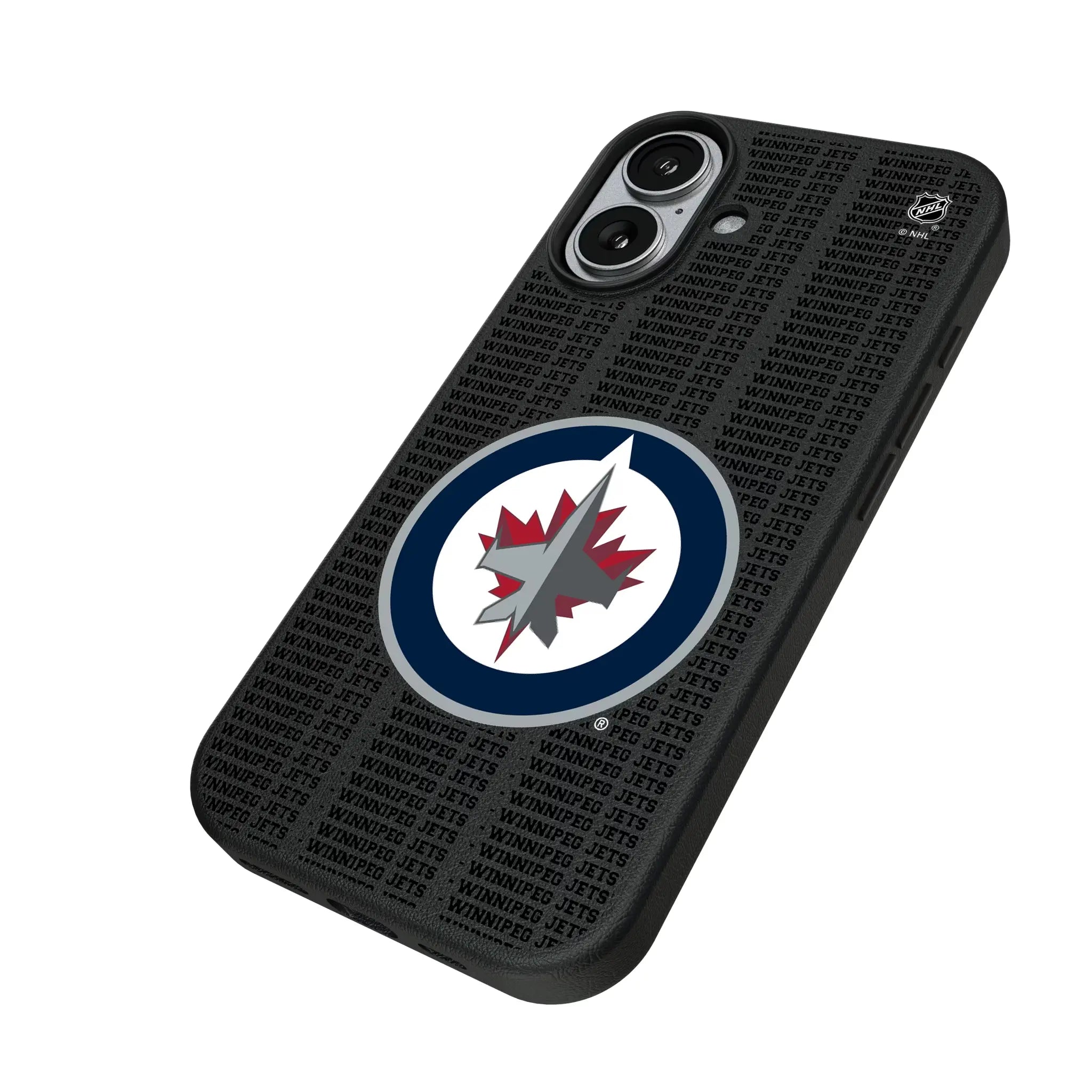 Winnipeg Jets Text Backdrop iPhone MagSafe Compatible Phone Case for Apple iPhone - Isometric View#Device_iPhone 17