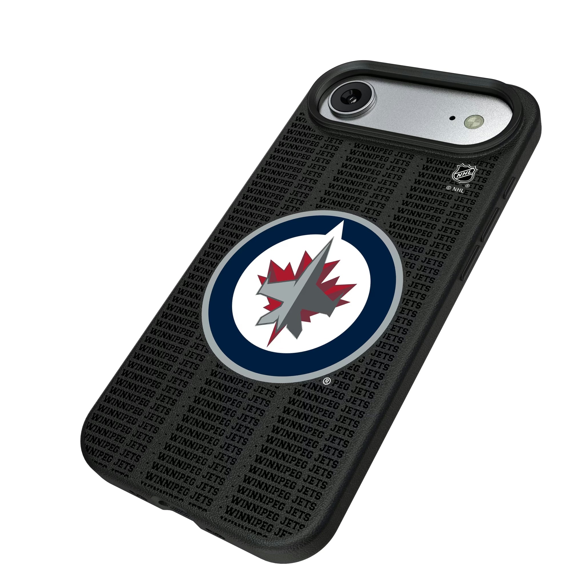 Winnipeg Jets Text Backdrop iPhone MagSafe Compatible Phone Case for Apple iPhone - Isometric View#Device_iPhone Air