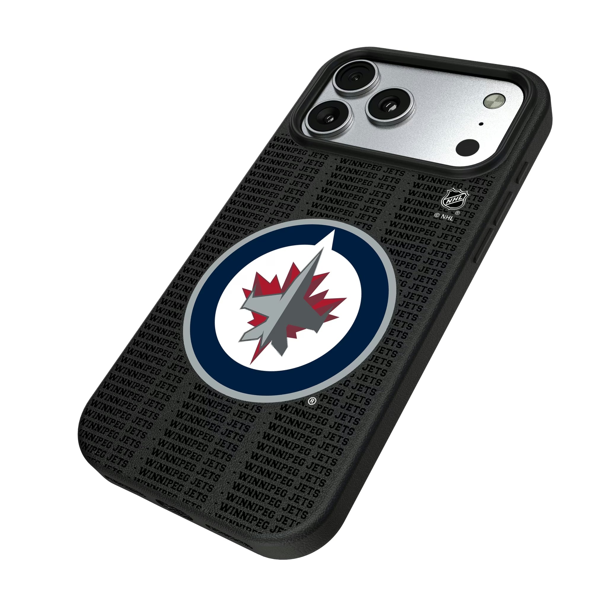 Winnipeg Jets Text Backdrop iPhone MagSafe Compatible Phone Case for Apple iPhone - Isometric View#Device_iPhone 17 Pro Max
