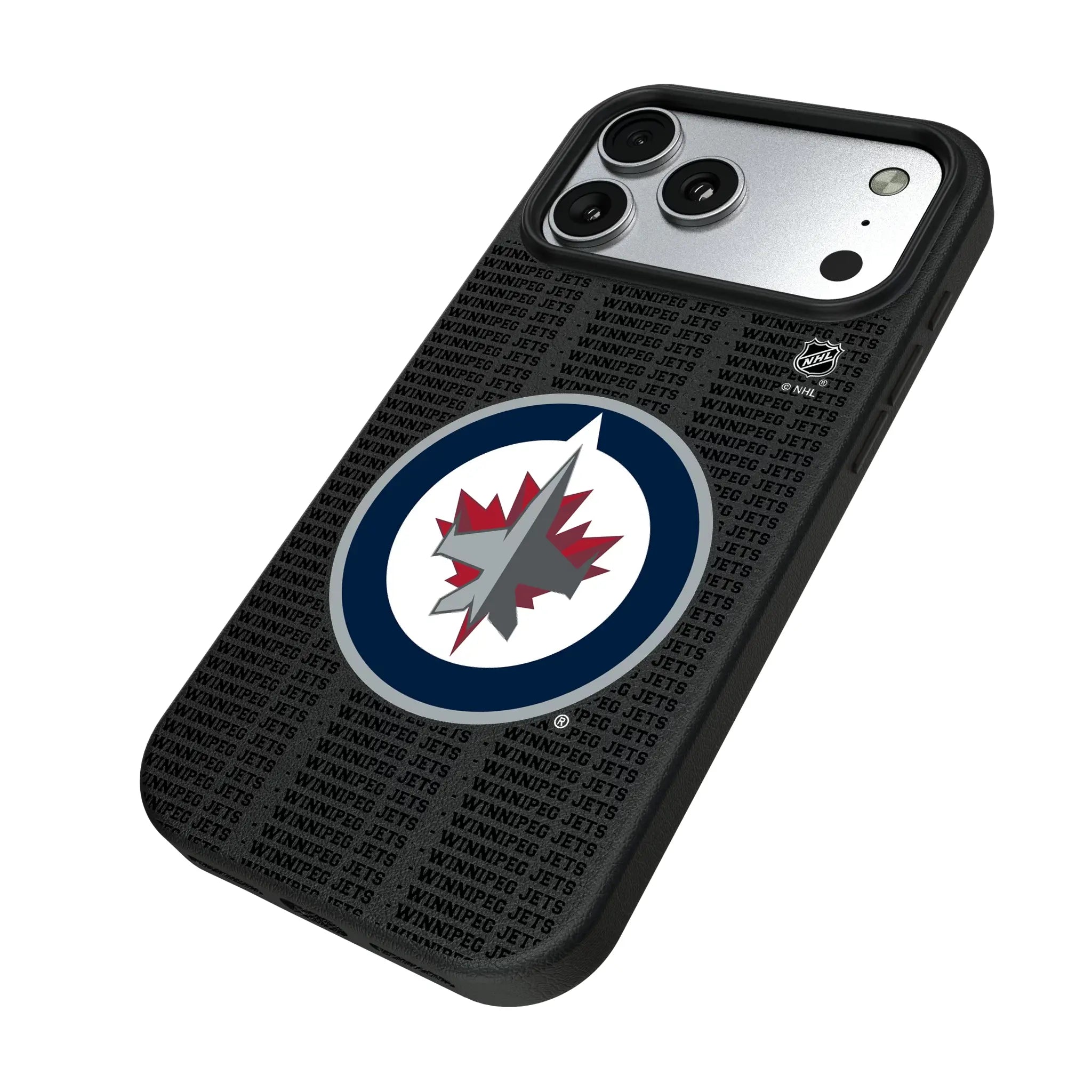 Winnipeg Jets Text Backdrop iPhone MagSafe Compatible Phone Case for Apple iPhone - Isometric View#Device_iPhone 17 Pro Max