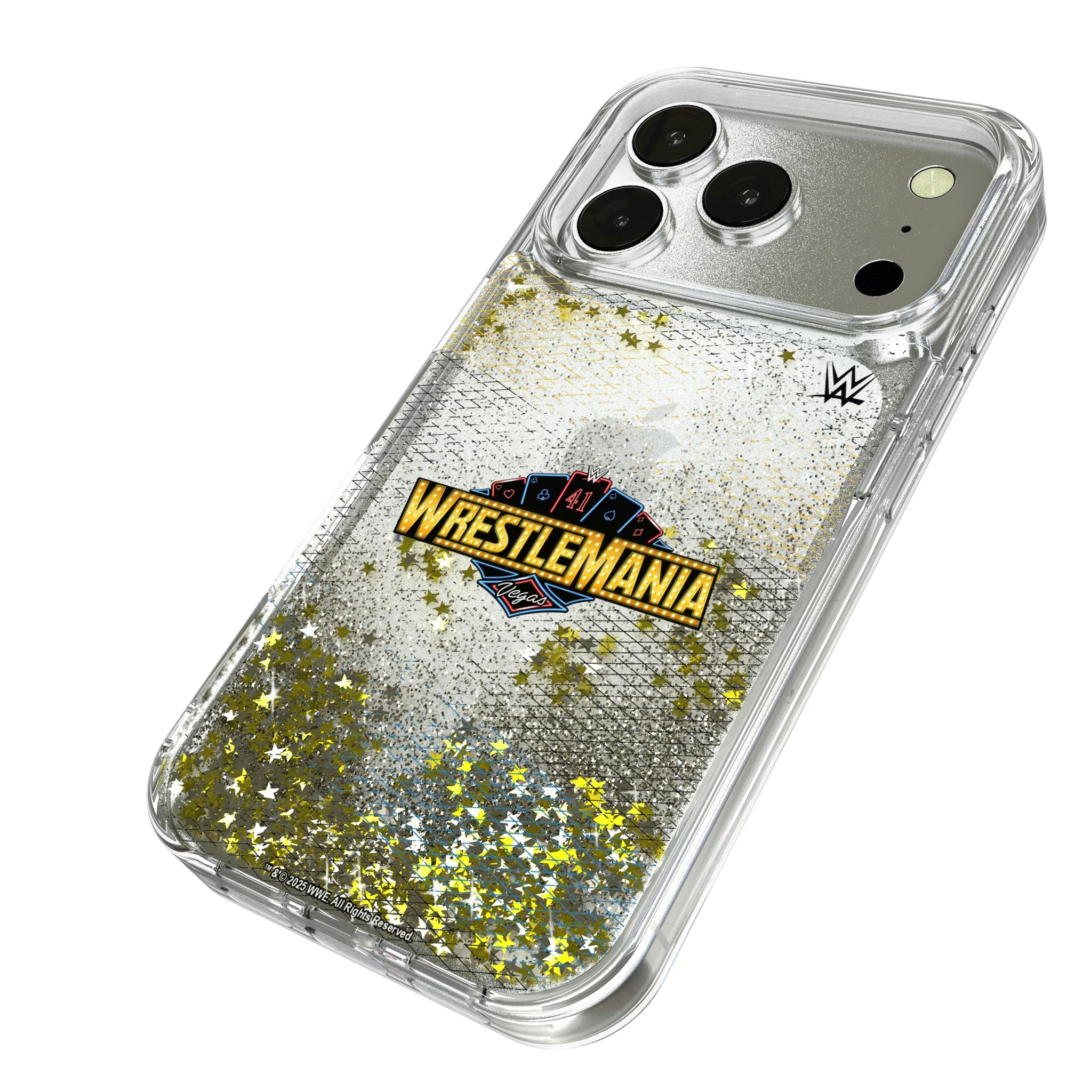 WrestleMania 41 Steel iPhone Glitter Phone Case for Apple iPhone - Isometric View