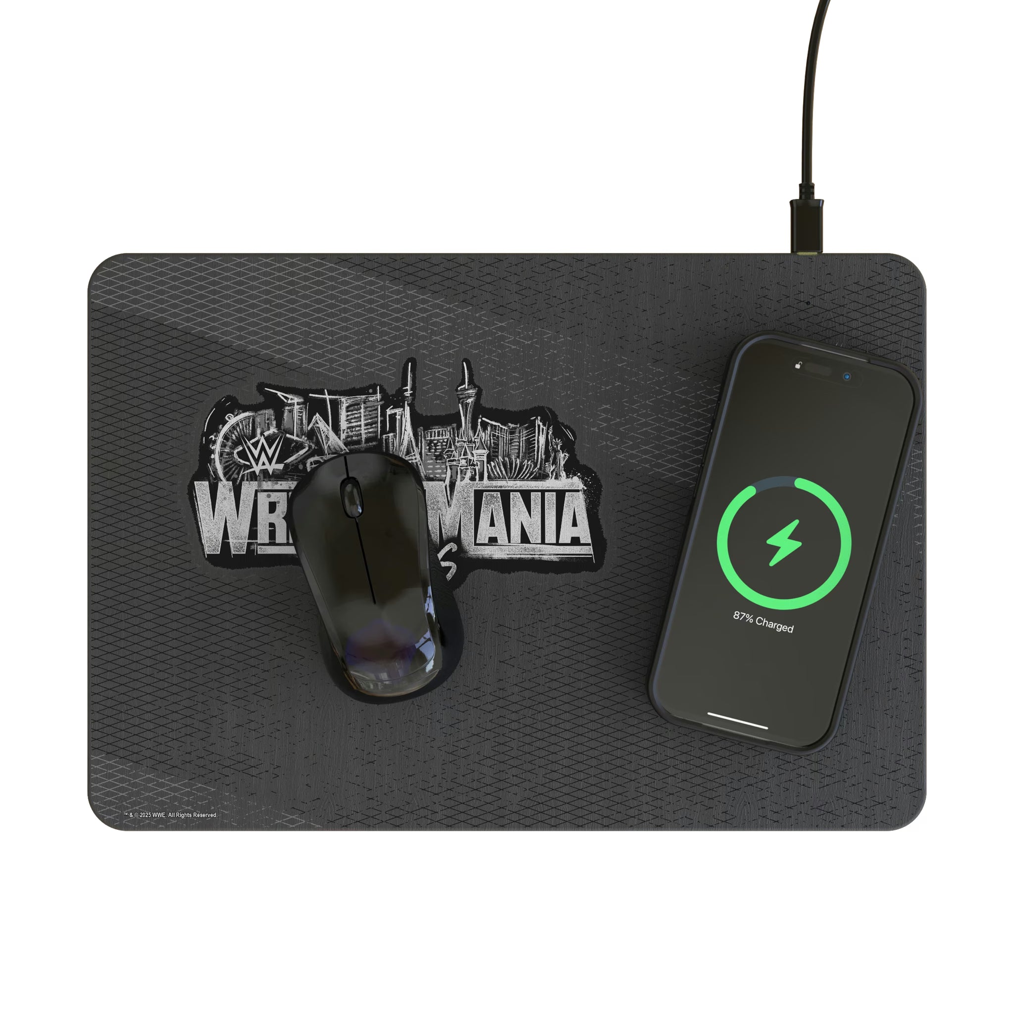 WrestleMania 42 Steel 15-Watt Wireless Charger and Mouse Pad - Lifestyle
