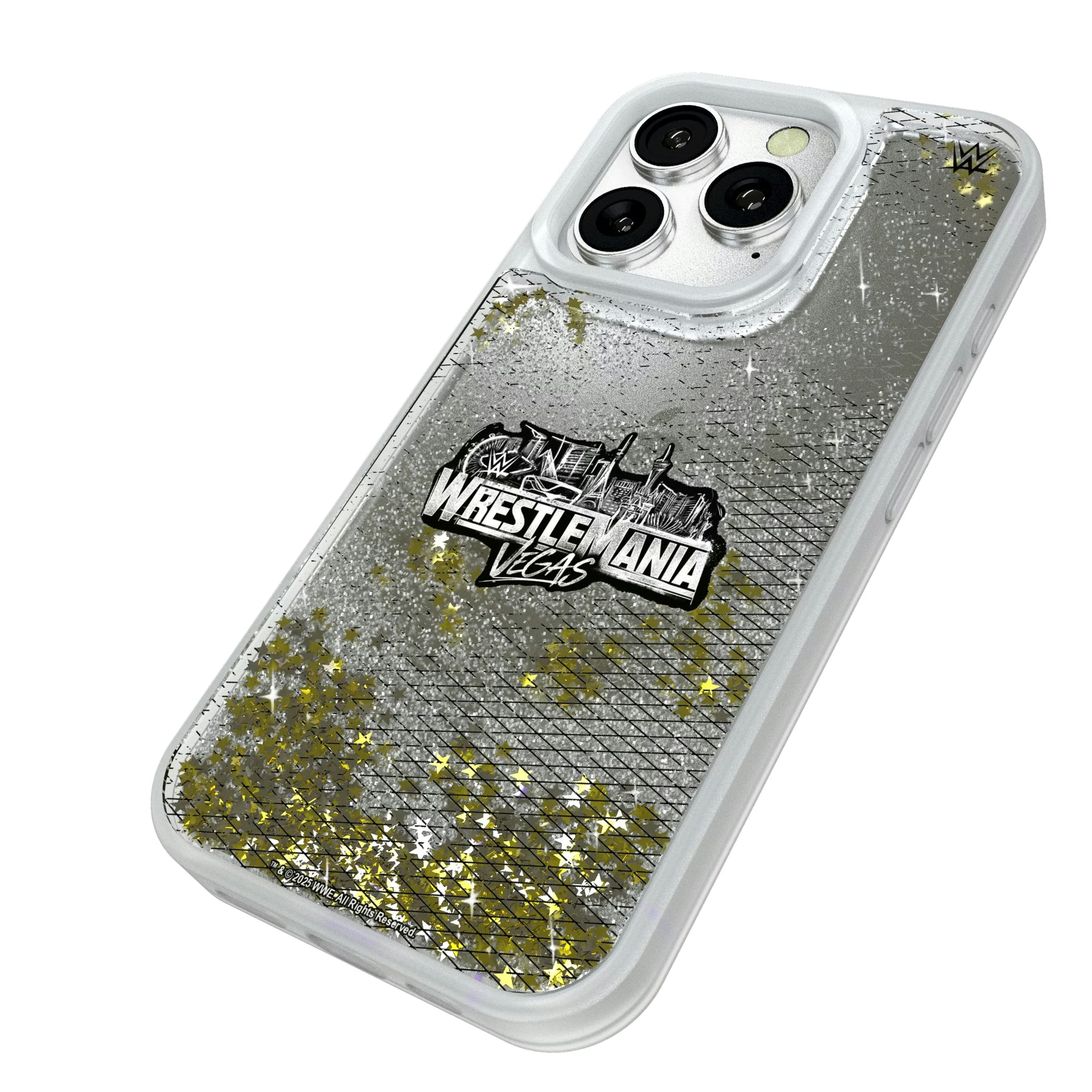 WrestleMania 42 Steel iPhone Glitter Phone Case for Apple iPhone - Isometric View#Device_iPhone 16 Pro