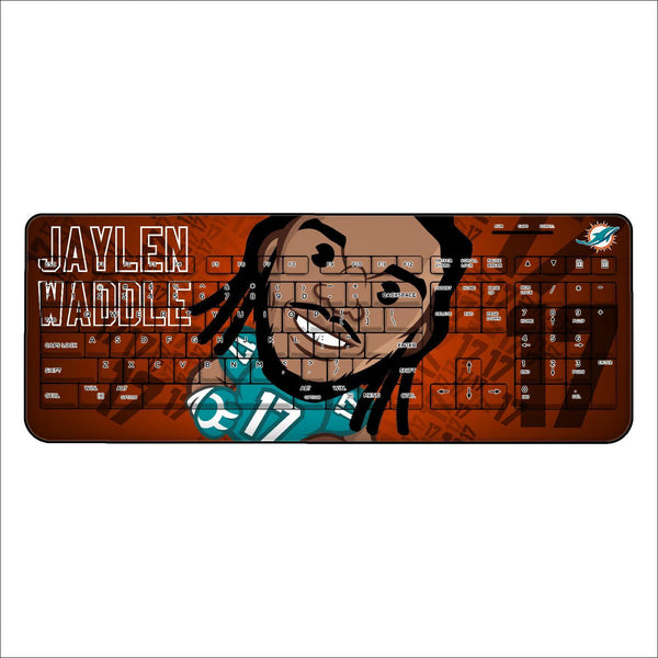 Jaylen Waddle Miami Dolphins 17 Emoji Wireless USB Keyboard