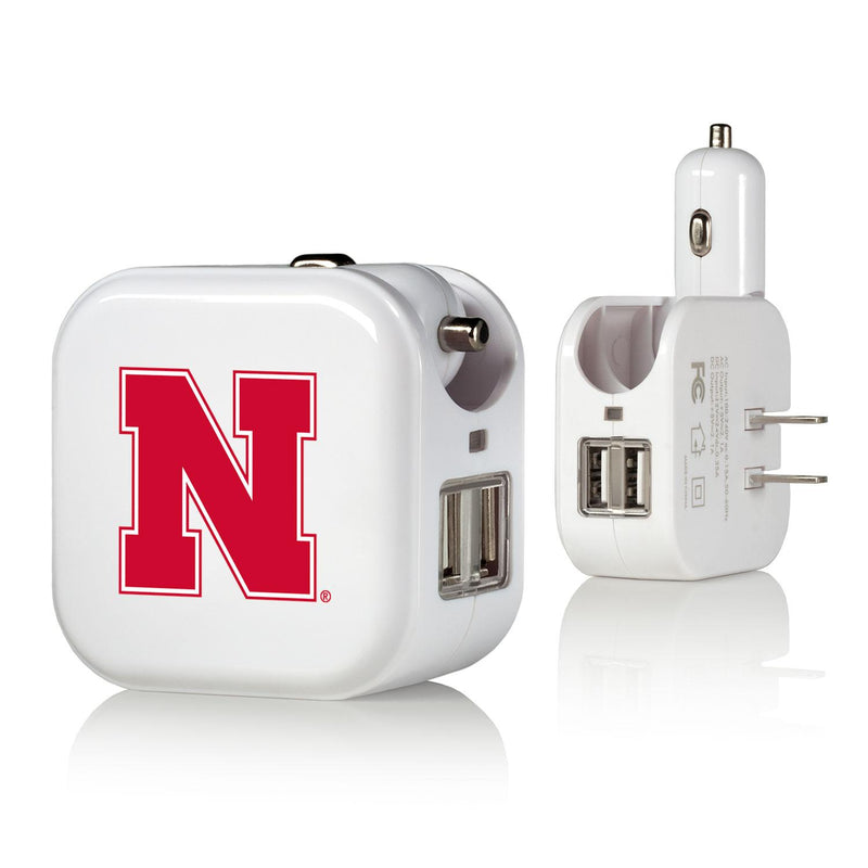 Nebraska Huskers N Insignia 2 in 1 USB Charger
