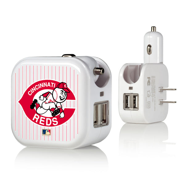Cincinnati Reds 1978-1992 - Cooperstown Collection Pinstripe 2 in 1 USB Charger
