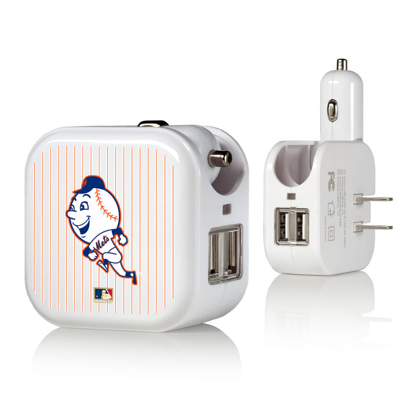 New York Mets 2014 - Cooperstown Collection Pinstripe 2 in 1 USB Charger