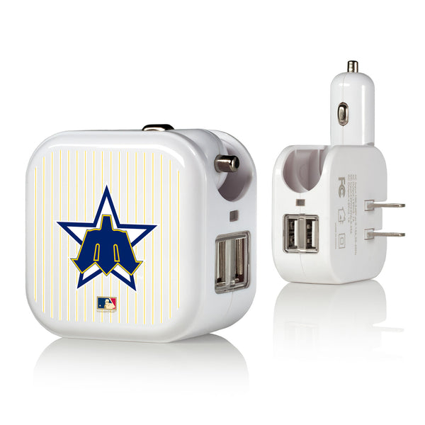 Seattle Mariners 1981-1986 - Cooperstown Collection Pinstripe 2 in 1 USB Charger