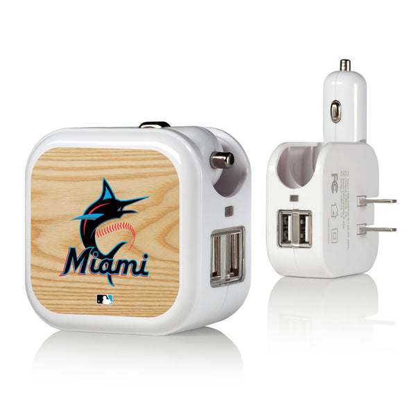 Miami Marlins Marlins Wood Bat 2 in 1 USB Charger