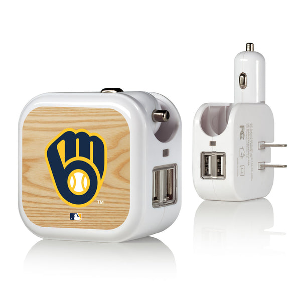 Milwaukee Brewers Wood Bat 2 in 1 USB Charger