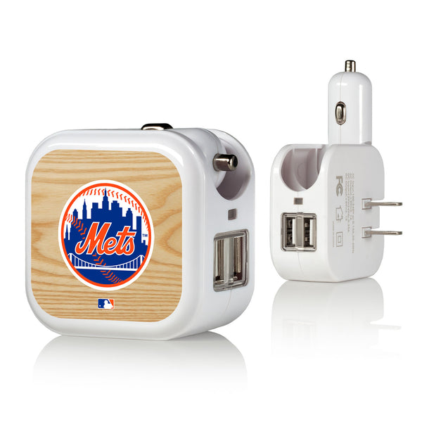 New York Mets Mets Wood Bat 2 in 1 USB Charger