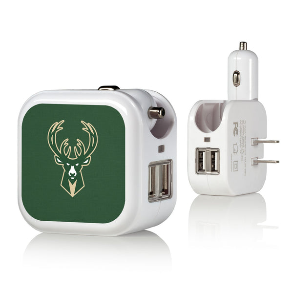 Milwaukee Bucks Solid 2 in 1 USB Charger