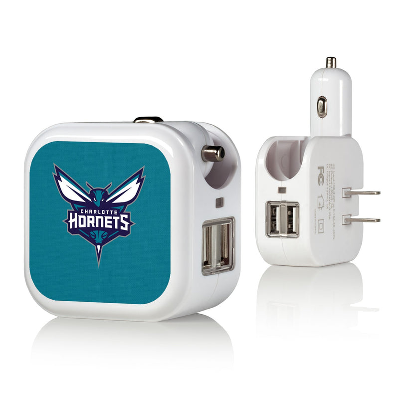 Charlotte Hornets Solid 2 in 1 USB Charger
