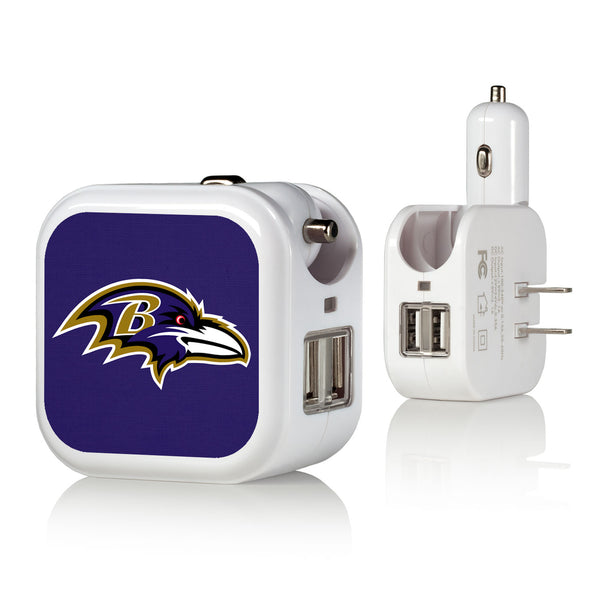 Baltimore Ravens Solid 2 in 1 USB Charger