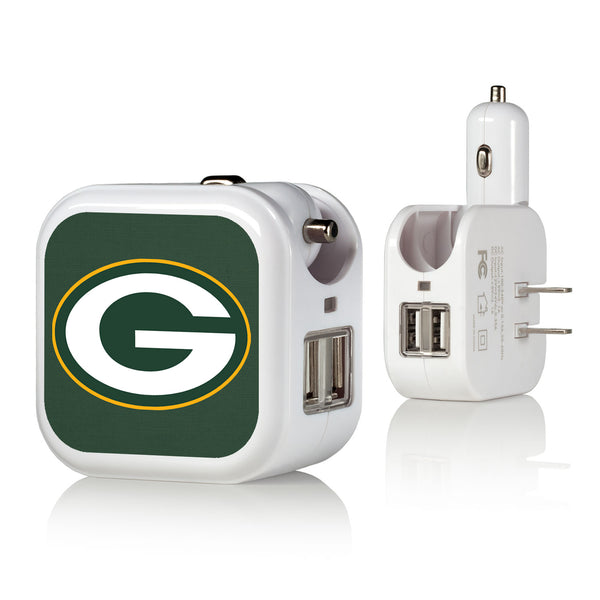 Green Bay Packers Solid 2 in 1 USB Charger