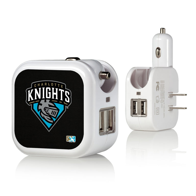 Charlotte Knights Solid 2 in 1 USB Charger