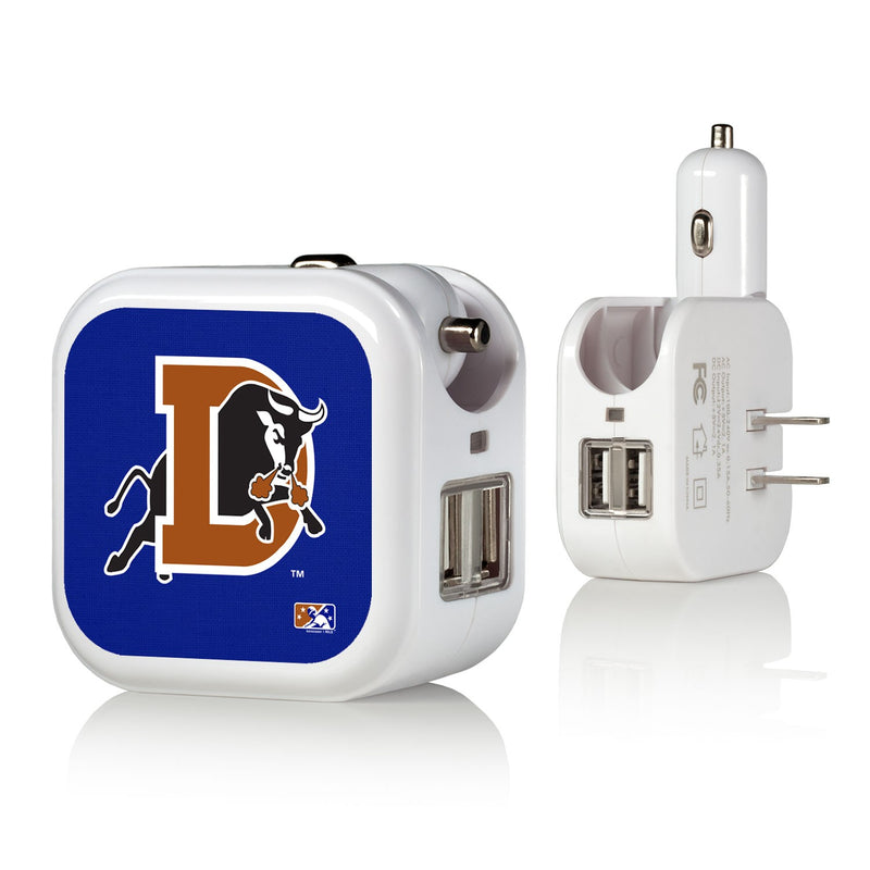 Durham Bulls Solid 2 in 1 USB Charger