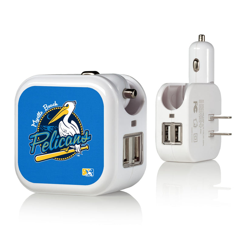 Myrtle Beach Pelicans Solid 2 in 1 USB Charger