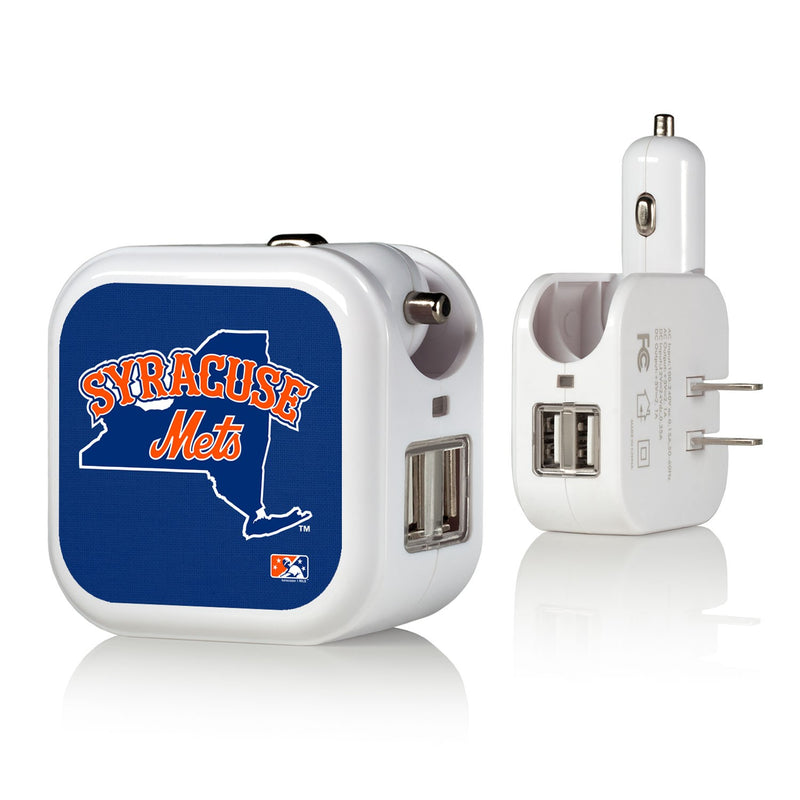 Syracuse Mets Solid 2 in 1 USB Charger