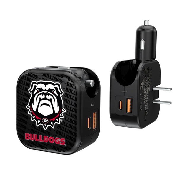 Georgia Bulldogs Text Backdrop 2 in 1 USB A/C Charger