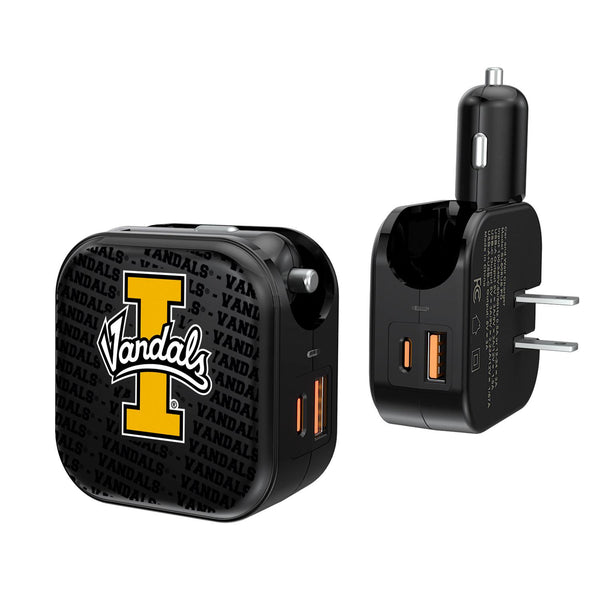 Idaho Vandals Text Backdrop 2 in 1 USB A/C Charger