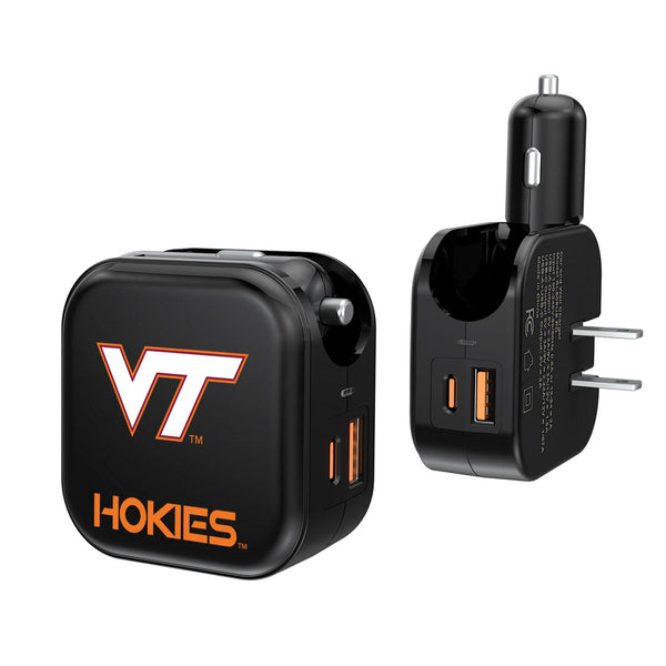 Virginia Tech Hokies Text Backdrop 2 in 1 USB A/C Charger