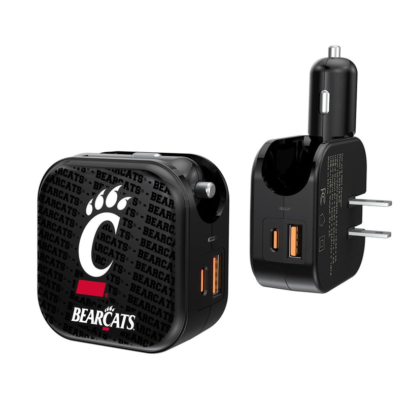 Cincinnati Bearcats Text Backdrop 2 in 1 USB A/C Charger