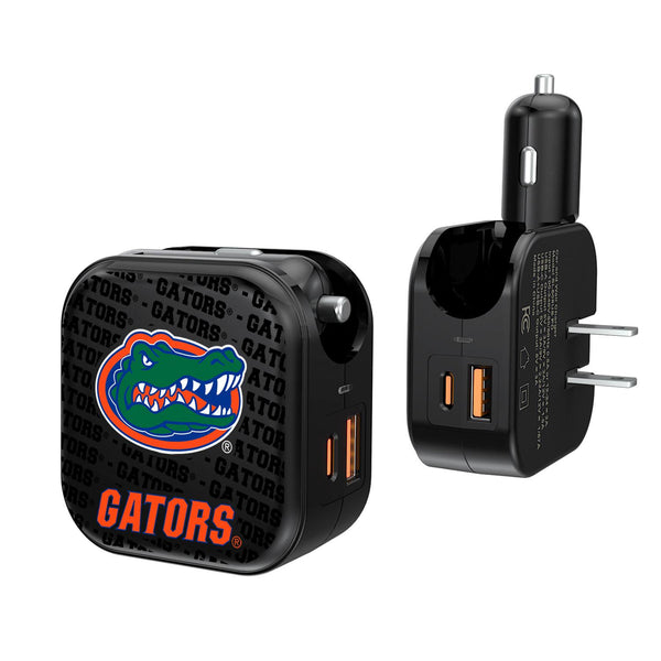 Florida Gators Text Backdrop 2 in 1 USB A/C Charger