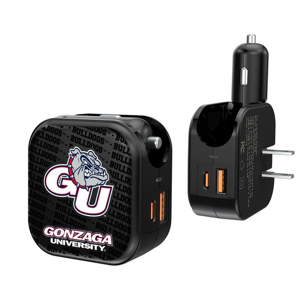 Gonzaga Bulldogs Text Backdrop 2 in 1 USB A/C Charger