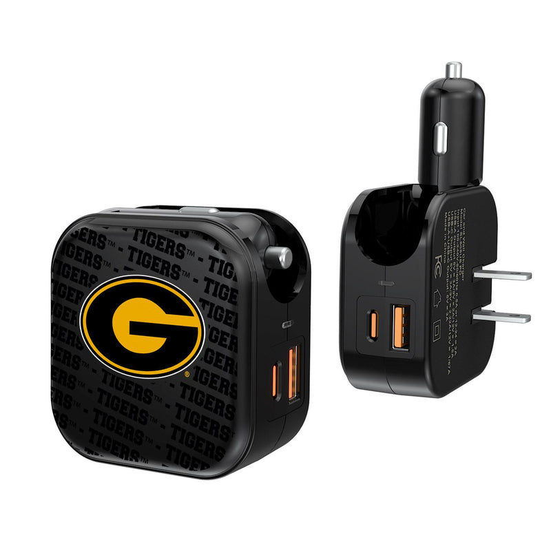 Grambling State  Tigers Text Backdrop 2 in 1 USB A/C Charger