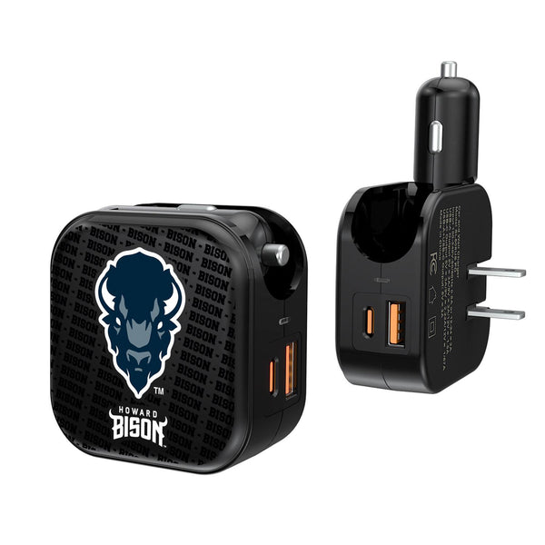Howard Bison Text Backdrop 2 in 1 USB A/C Charger