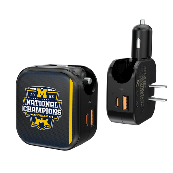 Michigan Wolverines 2023 College Football Playoff National Champion 2 in 1 USB A/C Charger