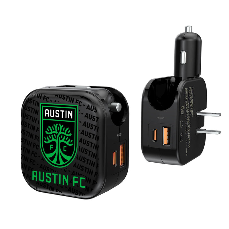 Austin FC  Blackletter 2 in 1 USB A/C Charger