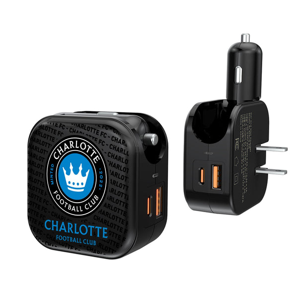 Charlotte FC  Blackletter 2 in 1 USB A/C Charger