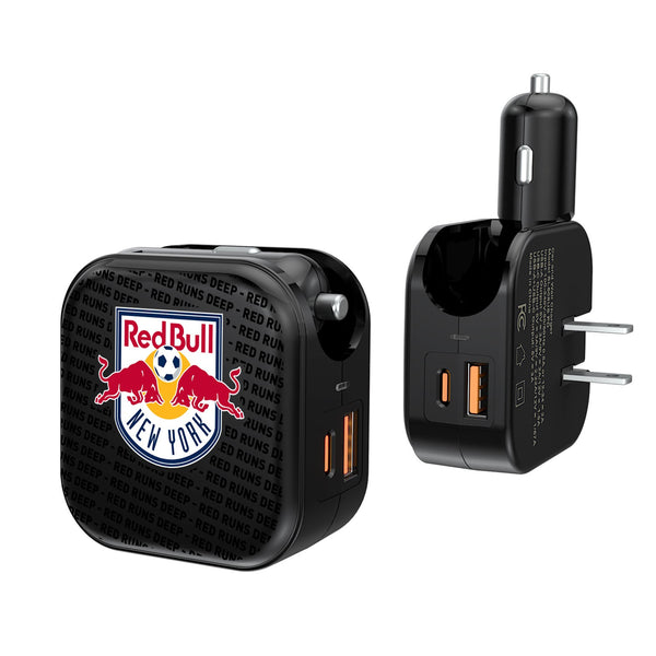 New York Red Bulls  Blackletter 2 in 1 USB A/C Charger