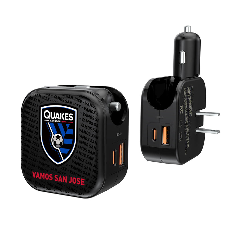 San Jose Earthquakes   Blackletter 2 in 1 USB A/C Charger