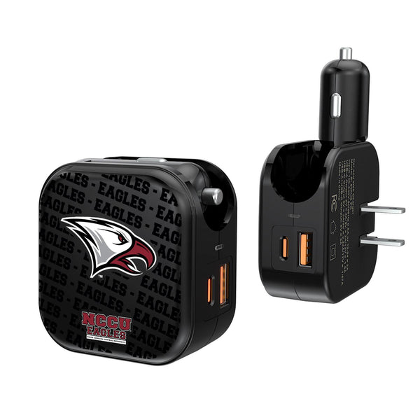 North Carolina Central Eagles Text Backdrop 2 in 1 USB A/C Charger
