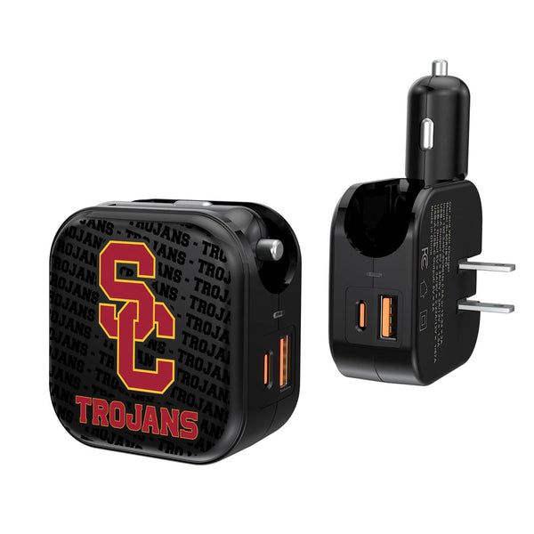 Southern California Trojans Text Backdrop 2 in 1 USB A/C Charger